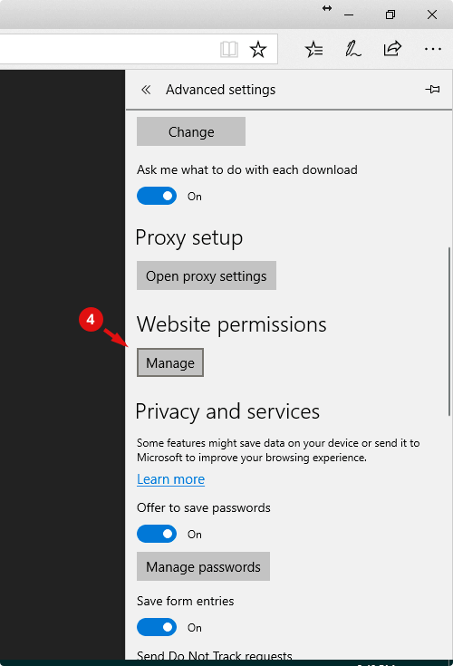 allow mic in edge 4